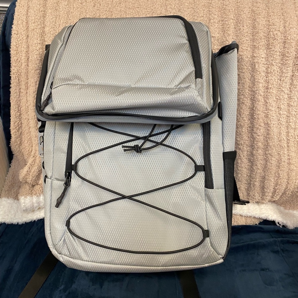 Gray insulated Backpack with Black Accents